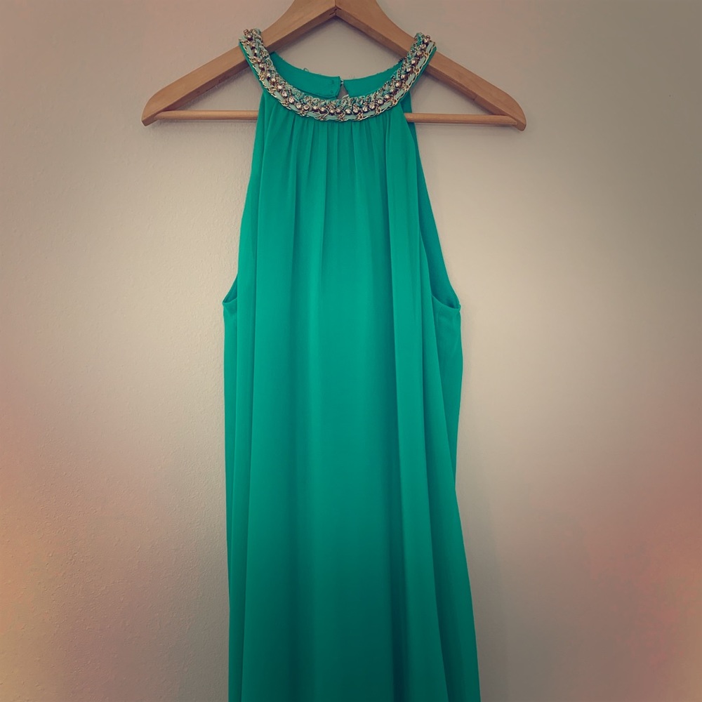 Sweet Flowy Dress with Collar Embellishment